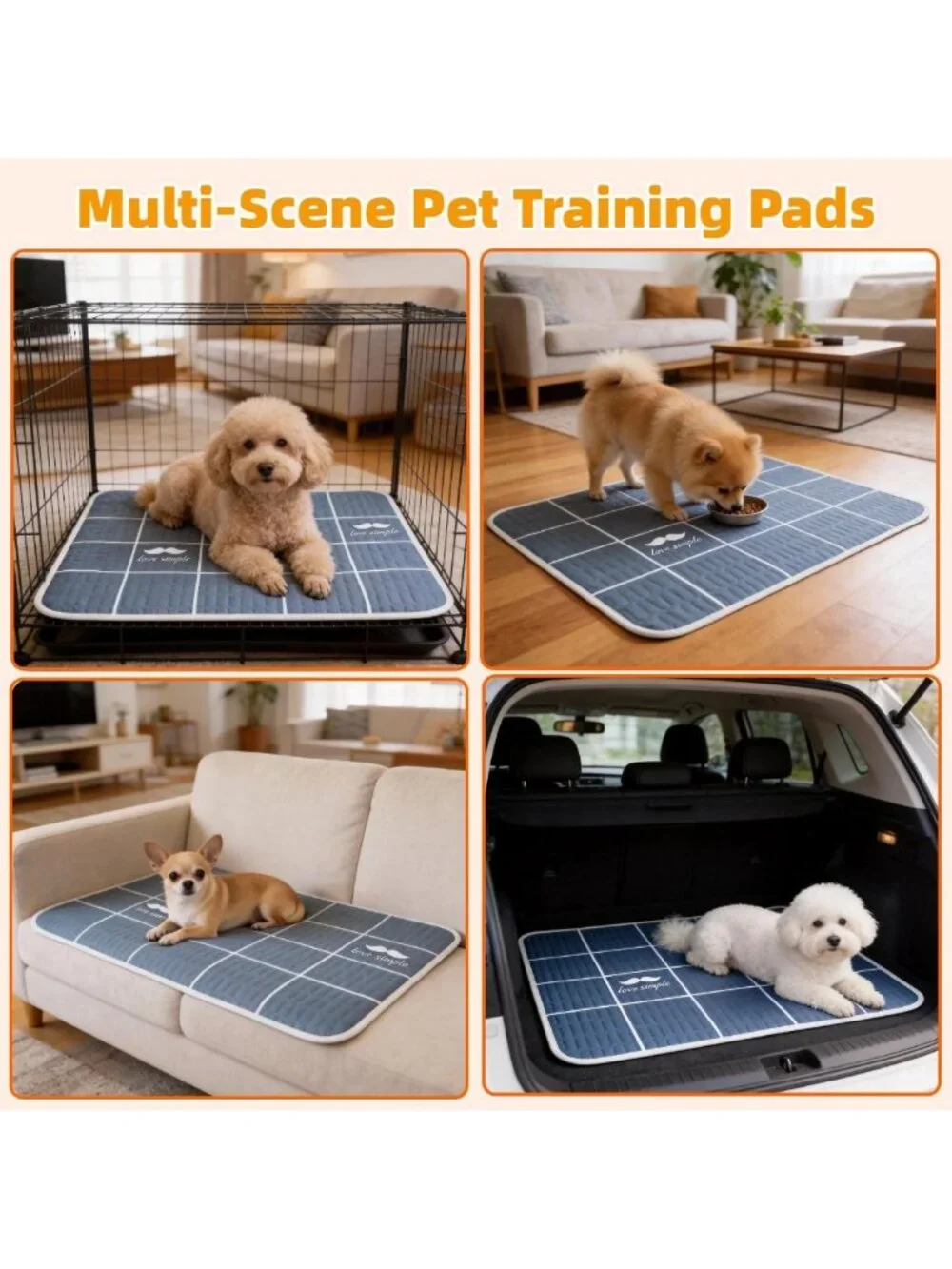 Super Absorbent Washable Puppy Pads with Pheromones - Leakproof & Non-Slip, 4